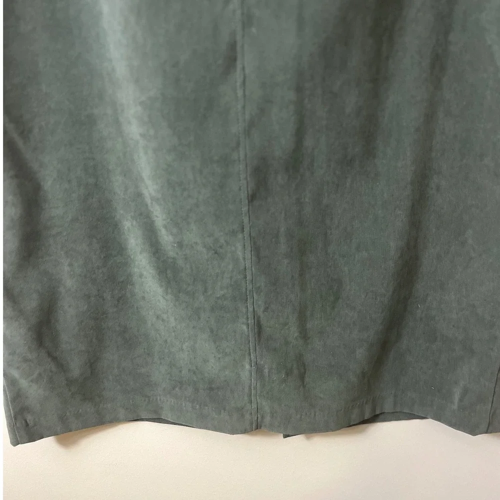 Fashion Bug Olive Green Faux Suede Maxi Skirt Size 14 XL Vintage Cottagecore